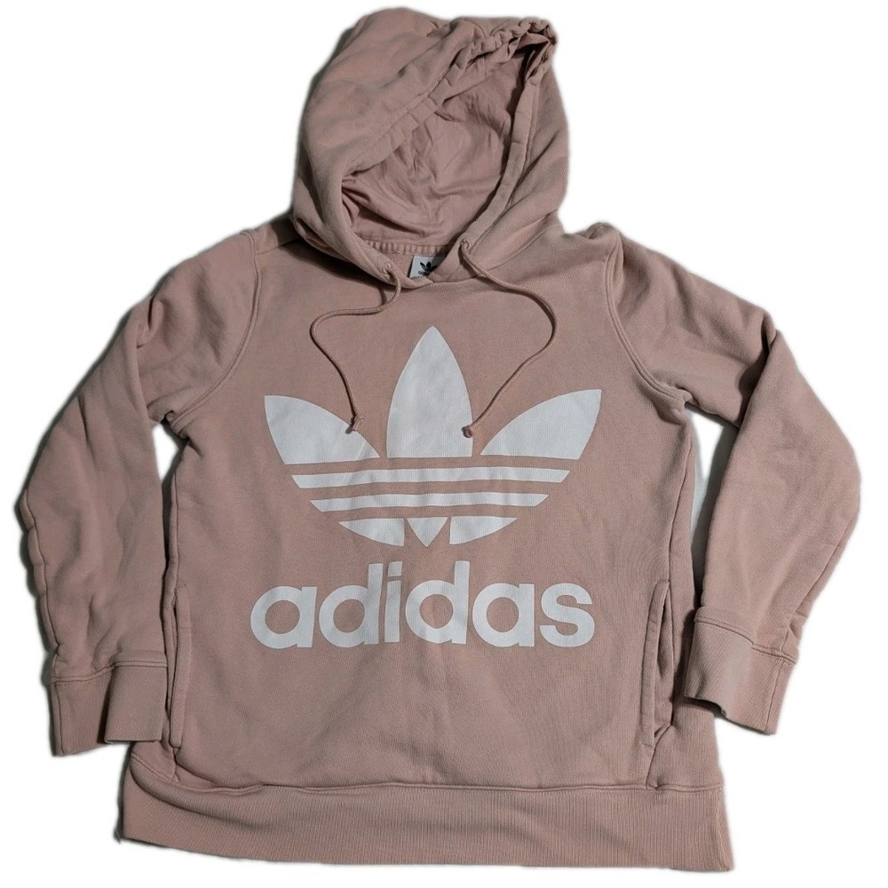 Adidas Originals Trefoil Hoodie Sweatshirt Women's US S Pink White Logo Pullover